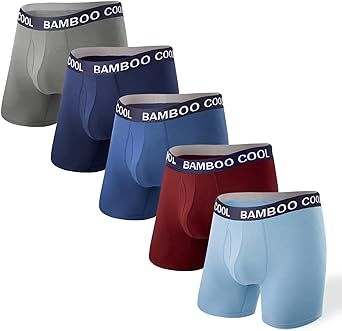 BAMBOO COOL Men's Underwear Soft Breathable Moisture-Wicking Bamboo Boxer Briefs Performance 5 Pack