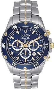 Bulova Men's Marine Star Two-Tone Stainless Steel Chronograph Quartz Watch, Blue Dial Style: 98H37