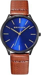 BRIGADA Men's Watches Cool Black Blue Business Casual Waterproof Quartz Analog Wrist Watch for Men