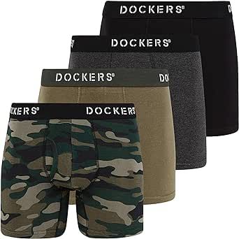 Dockers Mens Underwear Cotton Stretch Boxer Briefs for Men Pack of 4