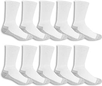 Fruit of the Loom Men's Cushioned Durable Cotton Work Gear Socks with Moisture Wicking