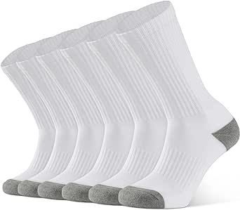 Closemate Mens Crew Socks Cotton Cushioned Moisture Wicking Sport Socks Breathable Training Athletic Socks 6 Pairs