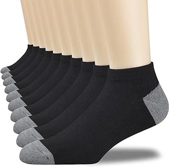 COOVAN 10 Pairs Mens Cushion Ankle Socks Men 10 Pack