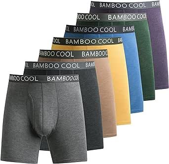 BAMBOO COOL Men’s Underwear Boxer Briefs 7-Pack Breathable and Soft Bamboo Viscose with Fly Underwear for Men