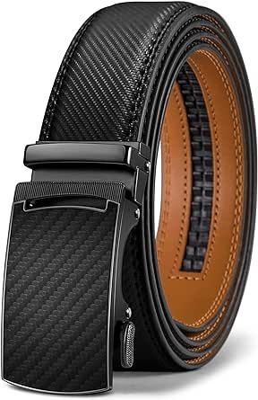 KEMISANT Belt Men, Sliding Ratchet Belt Genuine Leather For Mens Dress Pants Oxfords,Size Adjustable