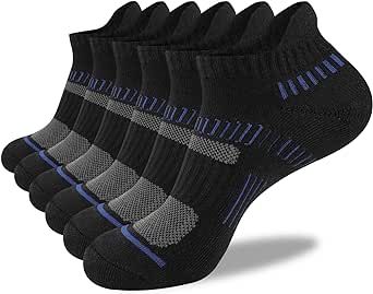 COOPLUS Mens Ankle Socks Athletic Cushioned Breathable Low Cut Tab With Arch Support - 6 Pairs