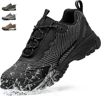 ulogu Waterproof Steel Toe Shoes for Men Comfy Lightweight Non Slip Work Safety Sneakers 6-Month Warranty