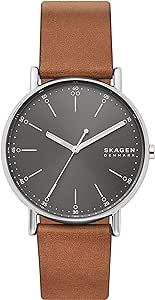 Skagen Men's Signatur Three-Hand Brown Leather Band Watch (Model: SKW6578)