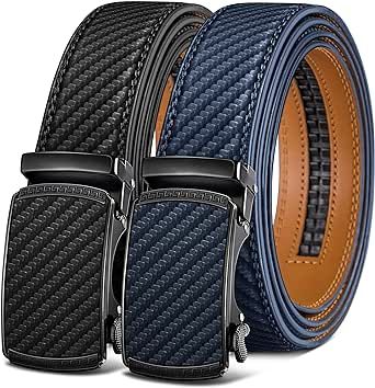 BULLIANT Men Belts 2 Pack, Ratchet Sliding Belt Adjustable For Mens Dress Casual Pant Oxfords 1 3/8",Cut for Fit